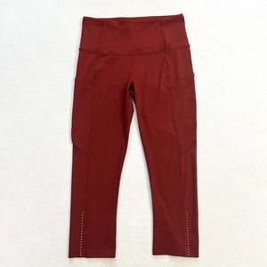 Lululemon Women Dark Sport Red Fast Free Crop II Nulux 19" Reflective Pant 4